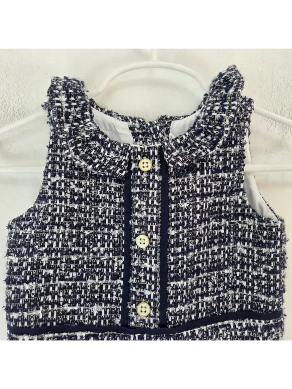 Janie and Jack Navy Blue Tweed Romper One Piece Outfit 12-18 Months